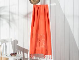 Perroquet Printed Tied Beach Towel - Coral