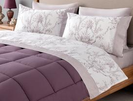 Levre Double-Size Ranforce Bed Sheet Set - Damson