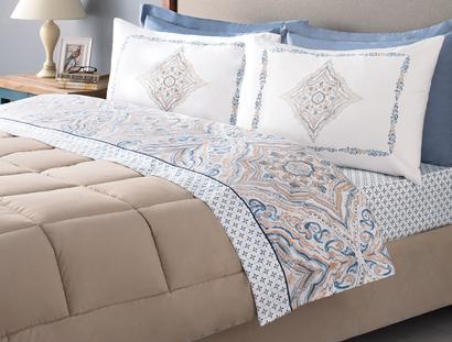 Cadence Double-Size Ranforce Bed Sheet Set - Blue