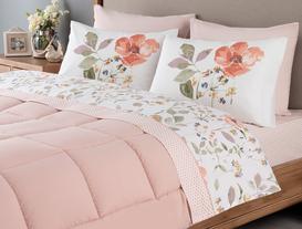 Maika Double-Size Ranforce Printed Bed Sheet Set - Orange