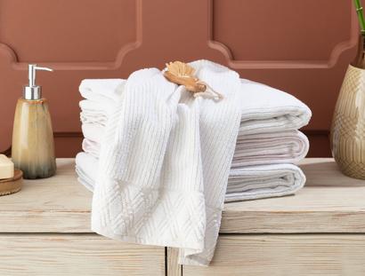Stripe Face Towel - Beige - 50x70 cm