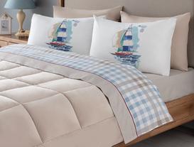 Chantal Single-Size Ranforce Bed Sheet Set - Blue / Stone