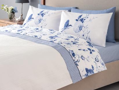 Ophelia Double-Size Ranforce Bed Sheet Set - Indigo