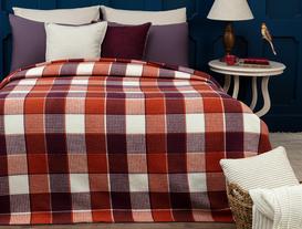 Odline Single Size Size-Size Plaid Cotton Blanket - Tile Red / Purple