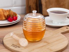 Lorenzo Glass Honey Jar With Dipper - 240ML
