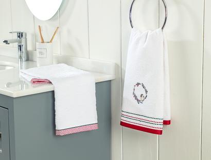 Jules 2 Pieces Embroidery  Face Towel Set - White