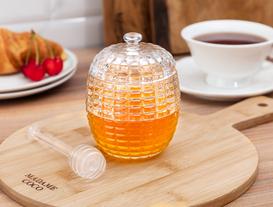 Valente Glass Honey Jar With Dipper - 240ML