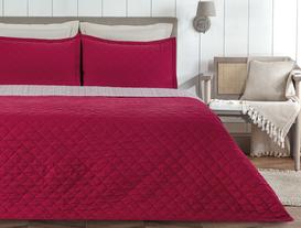 Therron King-Size Washed Bedspread Set - Fuschia