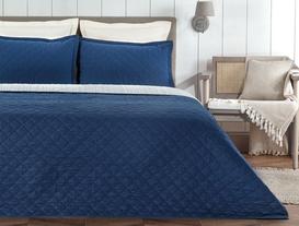 Therron Double-Size Washed Bedspread Set - Navy