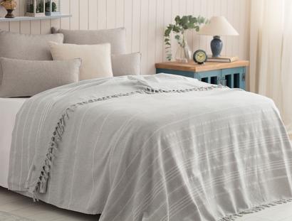 Alegron Double-Size Washed Bedspread - Gray / White
