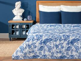 Neomine Double-Size Karde Printed Coverlet - Blue