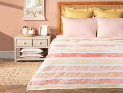 Ruth Double-Size Carded Printed Coverlet - Orange