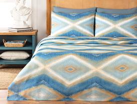 Drury Double-Size Printed Coverlet Set - Blue