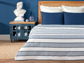 Fabrizio Double-Size Karde Printed Coverlet - Navy